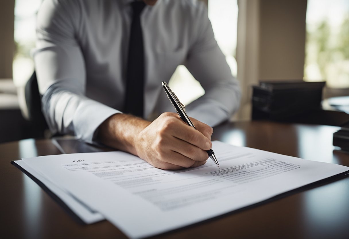 A real estate investor signing paperwork to secure financing for an investment property